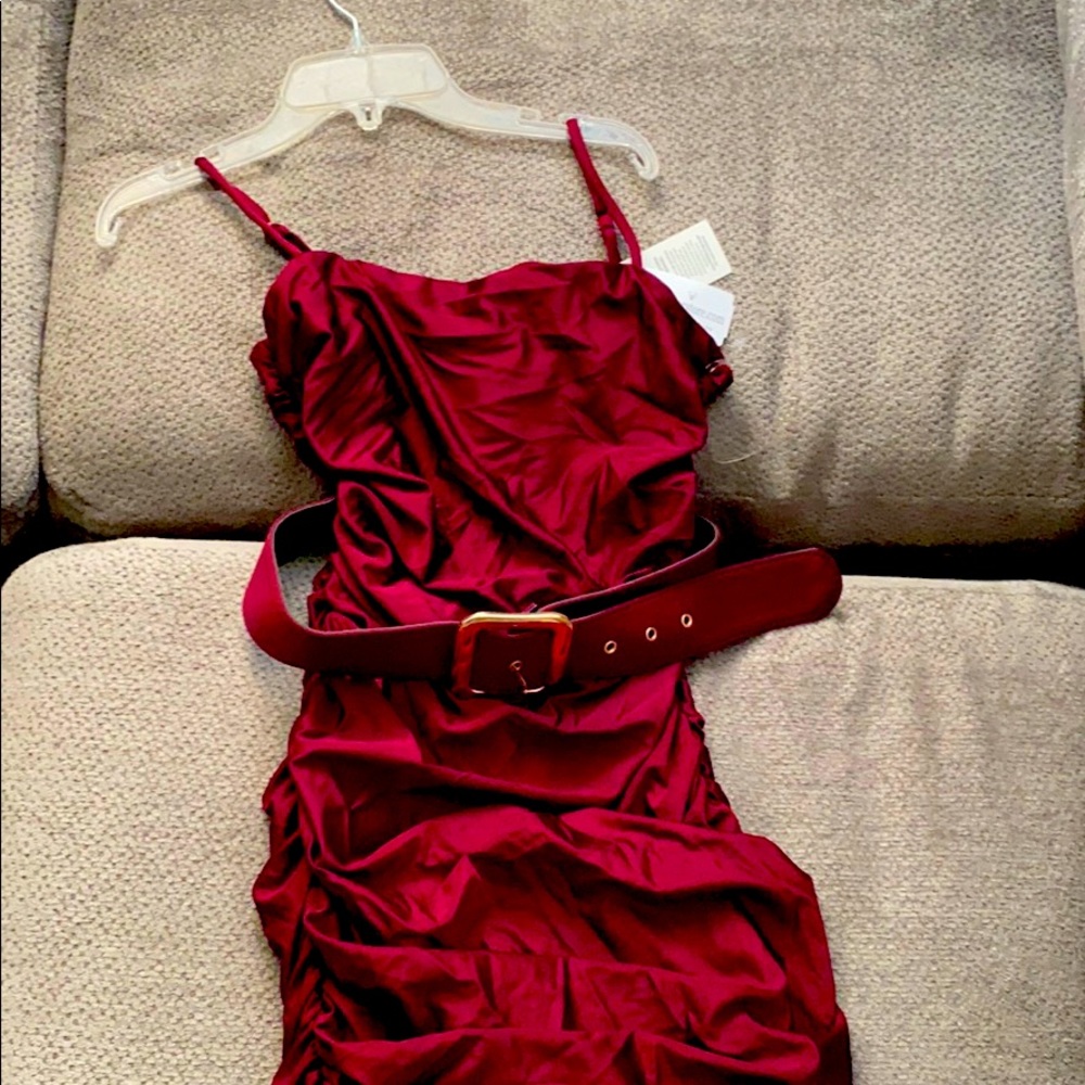 Belted Beauty Ruched Midi Dress